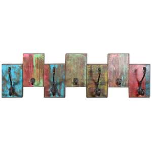 Porte-manteau mural en bois recyclé multicolore avec crochets standard - Product Image 6