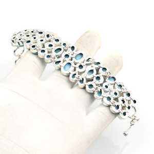 Bracelet en pierre Larimar, argent sterling 925, fait main, bijoux bohèmes, bracelet en argent et Larimar naturel pour femmes - Product Image 2