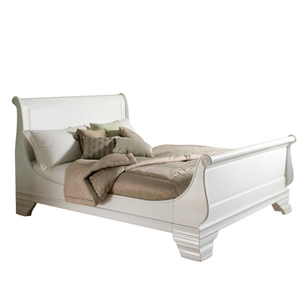 Meubles de lit blancs au design minimaliste, fabriqués en teck robuste et durable, adaptés aux chambres à coucher. - Product Image 1