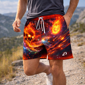 กางเกงวิ่งซับลิเมชั่นแบบกำหนดเองสำหรับผู้ชาย น้ำหนักเบา เอวแบบรูดเชือก ลายกราฟิก กางเกงออกกำลังกาย แห้งเร็ว ประสิทธิภาพสูง รับผลิตแบบ OEM - Product Image 4