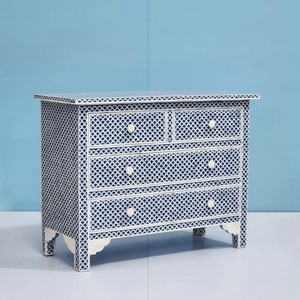 ILAHI's Bone Inlay <b>Drawer</b> Modern Design Agate Detailing <b>Storage</b> Portable Home Furniture - Product Image 2