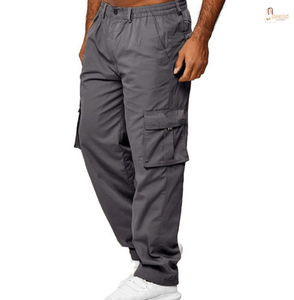 Pantalon cargo de travail pour homme, coupe droite, 100% coton, couleur unie, décontracté, avec poches, style sport, populaire en Europe et en Amérique, personnalisable en usine - Product Image 1