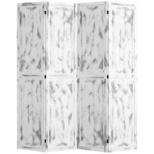 Paravento Pieghevole in Stile Rustico Bianco Anticato, Divisorio Decorativo Artigianale in MDF per Camera da Letto e Ufficio, 55 Pollici - Product Image 1
