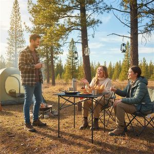 Tavolo da Campeggio Pieghevole Nero da 28 Pollici con Piano in Alluminio, Capacità 150 Libbre, Tavolo da Picnic Portatile con Borsa per il Trasporto - Product Image 3
