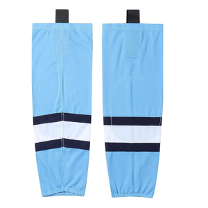 Light Blue Striped Cycling <b>Leg</b> <b>Warmers</b> for Adults Breathable Knitted Knee High Sport Socks Summer Use - Product Image 1