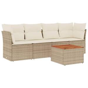 Ensemble de canapés de jardin en rotin PE beige, mobilier d'extérieur, coussin imperméable, mousse haute densité, design contemporain - Product Image 4