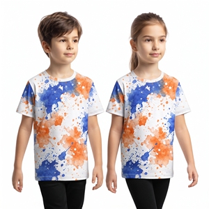 T-shirt Enfant Unisexe à Sublimation en Gros, Hauts Décontractés à Manches Courtes et Col Rond, Imprimé Intégral, Vêtements Décontractés pour Enfants - Product Image 3
