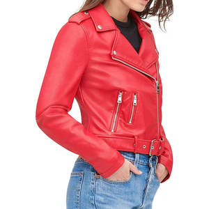 Chaqueta Corta de Cuero Sintético para Mujer, Estilo Motociclista, Corte Ajustado, Cierre de Cremallera, Color Sólido, Cuello Extendido, Marca TITAN TREAD WEAR - Product Image 4