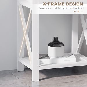 Tavolo moderno piatto accento bianco con scaffale a cassetto per camera da letto o soggiorno - Product Image 5