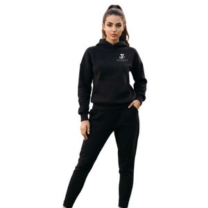 Women's <b>Black</b> <b>Hoodie</b> and Jogger Pants Two Piece Casual Athletic Tracksuit Set - Product Image 6