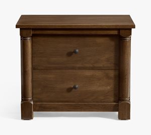 Modern Solid Teak Wood Bedside Table with Two Spacious Drawers Thick Pillar Legs and Premium <b>Bedroom</b> <b>Storage</b> <b>Cabinet</b> - Product Image 2