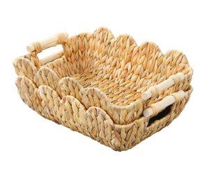 2026 Storage Baskets Natural Handwoven Water Hyacinth Seashell Shaped Carrying Handles Multi-Purpose Stylish Rustic Household - Product Image 1