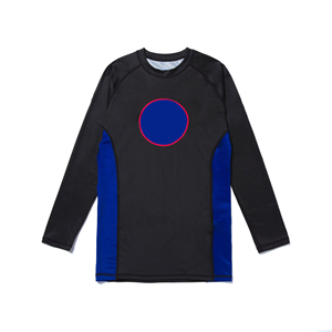 Men's <b>Black</b> Long Sleeve MMA Rash Guard Fitted Quick Dry <b>Compression</b> <b>Shirt</b> Color Blocked Design for Mixed Martial Arts Training - Product Image 3