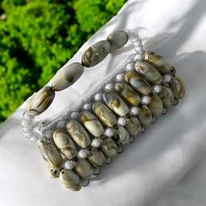 Bolso de mano ovalado con cuentas, bolso de noche con cuentas, nuevo bolso de moda para mujer para fiestas, bodas y eventos de gala para damas - Product Image 1