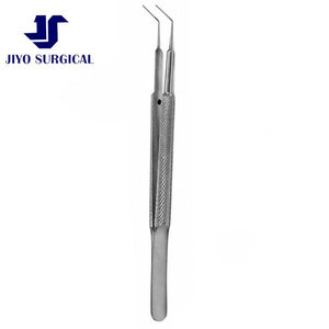 Pinzas de Capsulorrexis Oftálmicas Premium Jiyo Surgical GU-8765, Eje Angulado de 3 7/8 Pulgadas, Punta de Trabajo de 12 mm, Mango Texturizado Antideslizante - Product Image 1