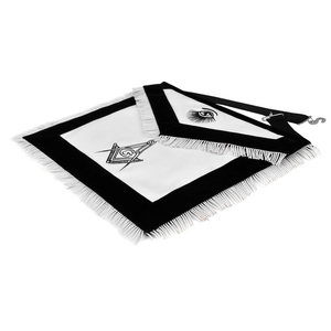 Delantal de Maestro Masón de la Logia Azul - Terciopelo Negro con Bordado Plateado a Máquina, Delantal de Cuero para Maestro Masón, OEM ODM, Regalia Masónica - Product Image 2