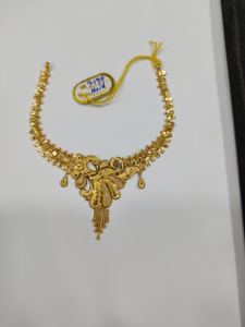 Collier ras du cou en or massif 22 carats pour femme, bijoux de mariage indiens traditionnels, élégants ornements en or pur - Product Image 4