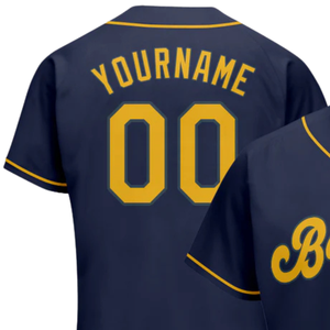 Maillot de baseball bleu marine et or pour homme, boutonné, uniforme d'équipe, respirant, léger, vêtement de sport pour tournoi - Product Image 3