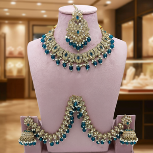 Designer Crystal Stone Pearl <b>Beads</b> Necklace Set-Fashion Jewelry - Product Image 3