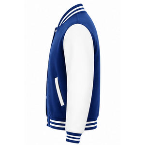 Custom Made Latest Designs Long Sleeve Varsity Jacket for Men Stand Collar Front Logo <b>Plain</b> Dyed Eco-Friendly Men Varsity Jacket - Product Image 1