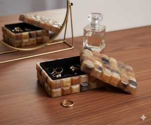 Handcrafted Natural Buffalo Horn Jewelry <b>Box</b>: Rustic Mosaic <b>Trinket</b> Organizer | rectangular decorative <b>box</b> Handmade MDF - Product Image 6