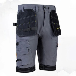 Pantalones Cortos Cargo Grises para Hombre, con Múltiples Bolsillos, Transpirables, Estilo Ropa de Trabajo Ecológica, Cintura Alta, Tela 100% Algodón Peinado - Product Image 2
