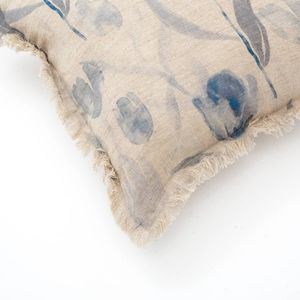 Cuscini Lombari e Cuscini per Seduta in Lino Stampato 40x60 cm Blu e Grigio con Frange - Product Image 3