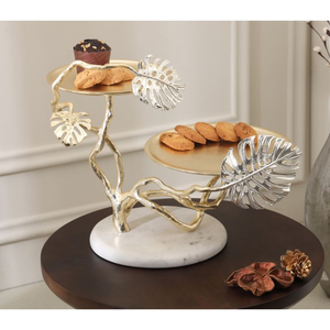 High Grade Golden Three Tier <b>Cake</b> <b>Stand</b> With <b>Glass</b> Trays And Ornate Metal Frame For Dessert Display Home Decor In Lowest Price - Product Image 5