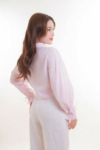 Top corto de algodón de alta calidad para mujer, a la moda, a rayas, de manga larga, transpirable, estilo callejero, moda sencilla, para verano, otoño y primavera - Product Image 4