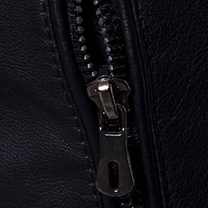 Chaqueta de cuero negra para hombre, estilo motociclista, corte ajustado, cuello alto, con cremallera, abrigo de invierno cálido, estilo béisbol personalizado - Product Image 6