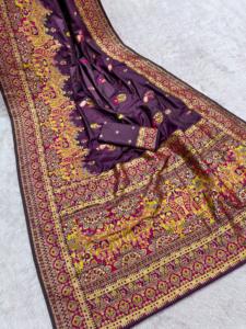 Sari Tradicional Indio con Bordado Paithani en Seda Pashmina para Bodas y Eventos Festivos, Ropa Elegante para Mujer - Product Image 4
