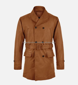 2025 ropa personalizada para hombres, ropa informal, recién llegado, gabardina de cuero marrón de alta calidad para hombres, chaqueta para hombres - Product Image 5