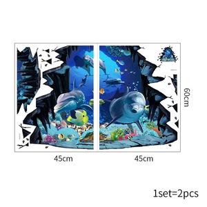Pegatinas 3D <span class=keywords><strong>de</strong></span> PVC para Piso con Diseño <span class=keywords><strong>de</strong></span> Delfines del Mundo Submarino, Personalizadas para Centros Comerciales, Arte Mural, Gráficos para Piso 3D - Product Image 4