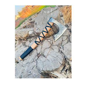 Hache de camping en acier carbone de haute qualité, fabriquée à la main, avec manche en bois, tête crantée, outil de bûcheronnage, personnalisable OEM THEWIZ - Product Image 2
