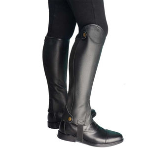 Equestrian Horse Riding <b>Half</b> <b>Chaps</b> Unisex Men Women Adult Outdoor Protective Genuine Leather Zipper Closure Gaiters - Product Image 3