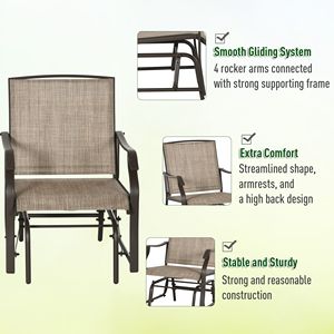 Set Bistrot da Esterno 3 Pezzi con Tavolino e 2 Sedie a Dondolo Traspiranti con Vetro per Ospedali - Product Image 5