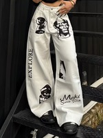 Pantalones vaqueros de mezclilla gruesos para mujer, estilo casual, con forro polar cálido y transpirable, estampado de puntos, leopardo y cachemira, ideales para invierno, venta al por mayor.