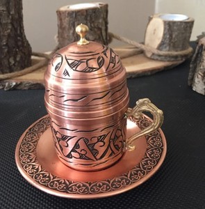 Taza de Té y Platillo de Cobre Dorado Vintage, Hechos a Mano, con Diseño Martillado, para Hogar, Hotel, Comedor de Lujo y Presentación - Product Image 2