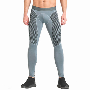 Leggings de Compresión Largos para Hombre, Color Gris, Cintura Elástica, Spandex, Nailon, Diseño Sólido, Ropa Deportiva - Product Image 1
