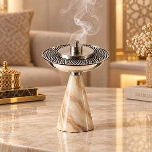 Brûleur à Bakhoor en Acier Inoxydable Effet Marbre, Brûleur à Oud Arabe, Support Décoratif pour Parfum d'Ambiance Maison Automne Printemps 100% Naturel - Product Image 4