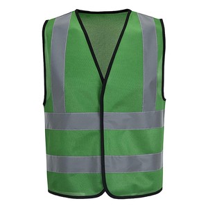 Gilet de sécurité réfléchissant vert pour homme, col en V, respirant, léger, en toile, réversible, vêtement d'extérieur décontracté pour l'automne, tenue de travail - Product Image 1