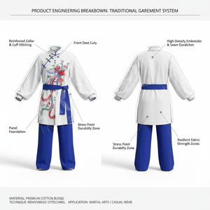 Uniforme de Artes Marciales Personalizado de Corte Regular con Cinturón Azul y Bordado Floral para Taekwondo, Karate, Kung Fu - Product Image 2