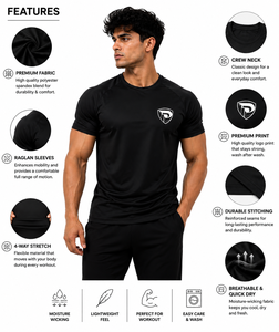 Camiseta deportiva de manga corta azul para hombre Dumela, cuello redondo, ajustada, de secado rápido, tejido de punto transpirable, antipilling en la parte delantera - Product Image 6