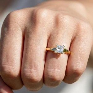 Vintage Princess Cut <b>Solitaire</b> Engagement <b>Ring</b> Custom Moissanite Proposal 925 Sterling <b>Silver</b> Gold Plated Wedding Anniversary - Product Image 4