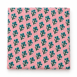 Tela de Voile de Algodón Ligera Estampada a Mano Pinksa, 90 GSM, 43/44 Pulgadas de Ancho, Diseño Floral Unisex - Product Image 1