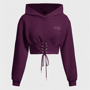 Sudadera con Capucha Corta para Mujer, Estilo Streetwear, con Logotipo Personalizado, para Gimnasio, Informal, Lavado Ácido, de Alta Calidad - Product Image 1