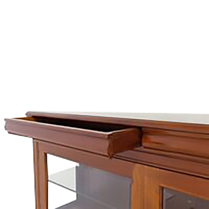 Aparador de Estilo Antiguo en Madera de Caoba Maciza con Dos Puertas de Vidrio y Cinco Cajones, Mueble Hecho a Mano para Sala de Estar - Product Image 5