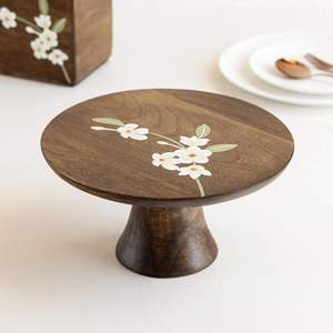 Acacia Wood Cupcake Display <b>Server</b> Dessert Tray <b>Cake</b> Stand Holder Clear Acrylic Dome Lid <b>Cake</b> Stands for Wedding <b>Cakes</b> - Product Image 2