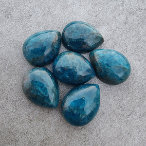 Apatita Azul Neón Natural, Cabujón con Corte de Pera, Grado AAA, Calibrado, Piedra Preciosa con Reverso Plano para Joyería - Product Image 3