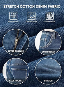 กางเกงยีนส์เดนิมทรงตรงเอวกลางสำหรับผู้ชาย คุณภาพสูง น้ำหนักเบา รุ่นใหม่ ป้องกันรอยยับ พร้อมเชือกผูก ปรับได้ เหมาะสำหรับฤดูหนาว ทรงปกติ - Product Image 5